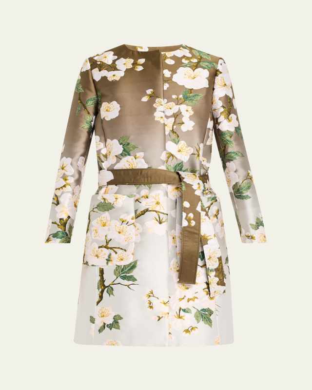 Cherry Blossom Degrade Jacquard Tie Coat